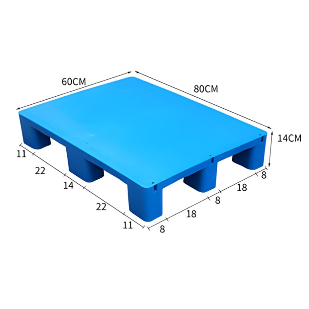 Plastic Moisture-Proof Pallet, Nestable Shipping Pallet, Combination Platform Racks for Warehouses Storage Rooms, Strong Load-Bearing Capacity, Easy to Stack (Color : Blue, Size : 80x60x14cm)