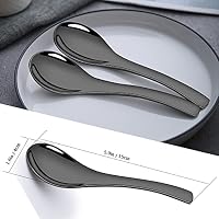 AYFDISHS Asiatische Suppenlöffel, 15,2 cm, schwarzer Edelstahl-Ramenlöffel, kurzer Griff, Löffel für Ramen & Pho, 4 Stück, robust und spülmaschinenfest – Ansicht 2