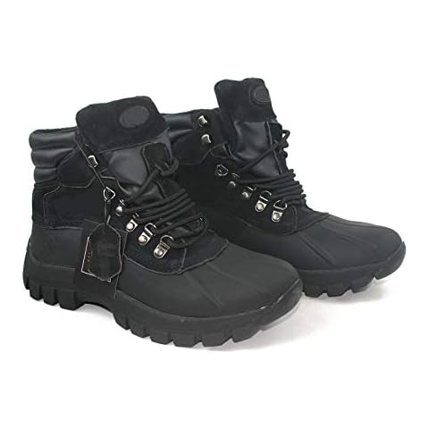 Kingshow Men's 0705 Winter Snow Boots Shoes Leather Waterproof Black (9.5) Cover