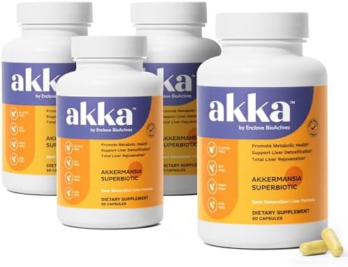 AKKA Premium Liver Cleanse Detox & Repair Superbiotic – 4pack: Detox, Regeneration, & Restoration Liver Support Supplement with Bioavailable Pasteurized Akkermansia | Vitality | Metabolism | Immunity