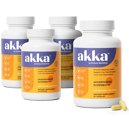 AKKA 4 Pack Premium Liver Cleanse Detox & Repair Superbiotic - Supports Liver Health & Function, Boosts Energy, Digestion & Metabolism with Bioavailable Pasteurized Akkermansia, Non-GMO, Gluten-Free
