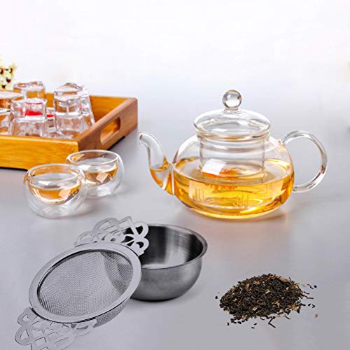 Vankcp 4 Set Tea Strainers with Drip Bowls, Loose Leaf Tea Strainers with Double Winged Handles Extra Fine Mesh Tea Infuser Brew Loose Leaf Tea, Spices, Seasonings - Thumbnail 6