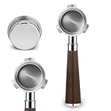 Davonpha Portafiltro Sin Fondo 54mm para Breville Sage Barista Express/Pro/Touch, Filtro Desnudo de Acero Inoxidable 304 con Mango de Madera de Ébano, Incluye Cesta de Filtro de 18g, BES870/878/880