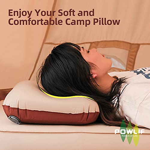 Powlif Camping Pillow With Memory Foam, Ultralight & Ergonomic Inflatable Pillow For Backpacking/Camping/Air Traveling/Hiking/Home/Office (Khaki) #TOP5