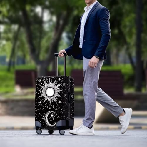 Image of Coloranimal Thickened Luggage Covers Goth Gothic Black and White Moon Stars Travel Luggage Covers for Women Men Kids Fits 18 /24 /28 /32 Inch Suitcase Spandex Protector Covers (25 inch-28 inch Luggage)