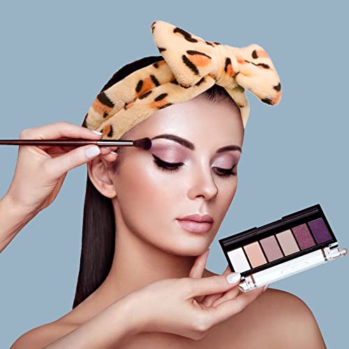 Yoseng Spa Headband And Wrist Towels For Washing Face,Set Of 6 Wrist Bands Scrunchies Bracelets Makeup Headbands For Women For Washing Face, Skincare, Makeup Removal,Shower(Leopard,Love #TOP4