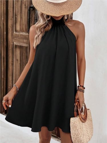 Vestido playero elegante con sofisticado cuello halter para mujer 6