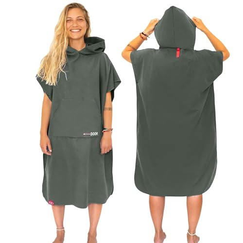AUTDOOR® Poncho de Bain Adulte - Séchage Rapide pour Surf et Piscine - Confort et Intimité - Poncho Surf, Peignoir Piscine (Vert, Moyen)