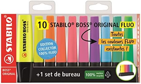 STABILO Boss Original zakreślacze do zaznaczania tekstów, 10 sztuk w 10 różnych kolorach