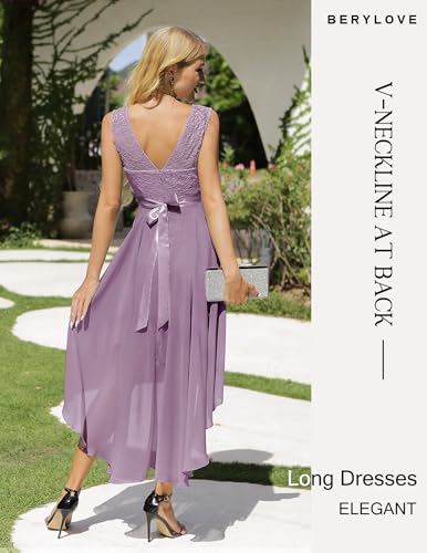 BeryLove Vestidos de festa de formatura 2024 vestidos formais de casamento sem mangas de renda vesti