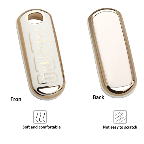 Utft-17 For Mazda Key Fob Cover,Gold Keychain Soft Tpu Full Protection Fit For 2021 2020 2019 Mazda 3 6 Sport Cx-3 Cx-5 Cx-7 Cx-9 Mx-5,White #TOP2