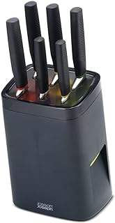 Joseph Joseph LockBlock, Bloque de Cuchillos con cierre automático y 6 cuchillos de acero inoxidable, negro