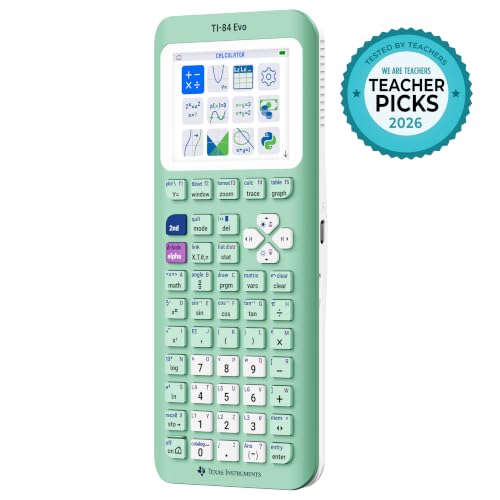 TI-84 Evo Graphing Calculator Texas Instruments, Mint | Intuitive Icon-based Homescreen, USB-C Charging, Python Programming, Faster Performance, Bigger Graphs than TI-84 Plus CE