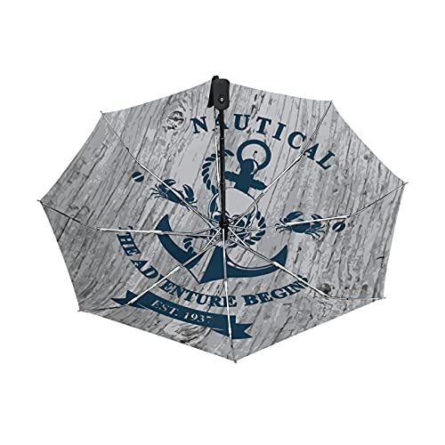 Parapluie pliable automatique avec manche en bois vintage
