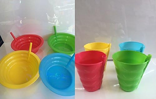 4 Sip-A-Bowls 4 Sip-A-Cup; cereal ice cream bowls and cups with built-in straws Cavoli brand
