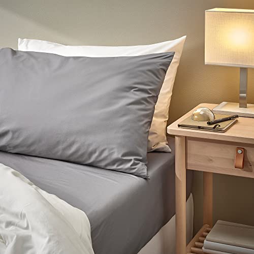 Drap-housse gris 140x200 cm RÖNNVECKMAL pour lit double confortable - 6