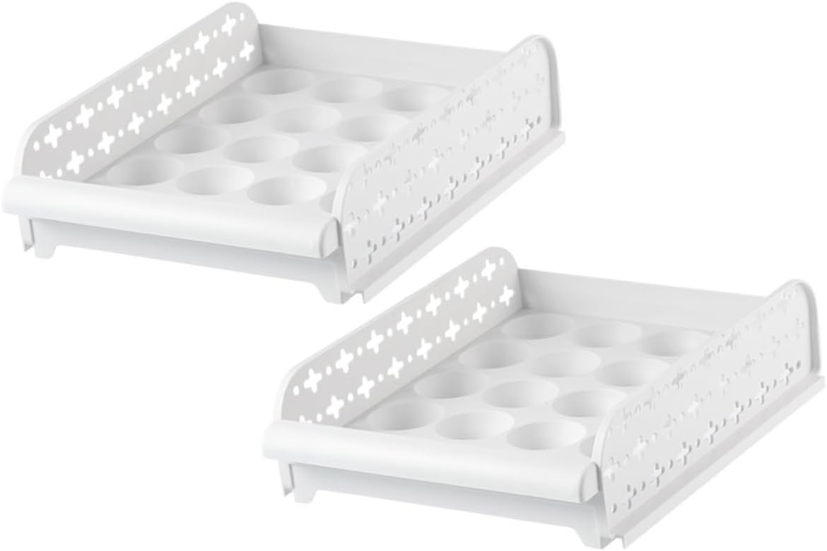 2pcs Type Egg Storage Container for Refrigerator Space-saving Capacity Organizer Durable Plastic Egg Holder with Individual Compartments for Freshness and Protection