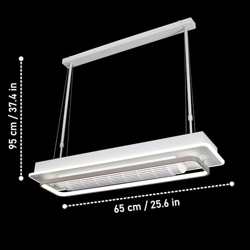 Image of Smartway 80 Watt Linear Paco Modern Ceiling Fan Chandelier BLDC Noiseless Motor + Auto Rotatable Blower Fan 3 Color Mode (Warm, Cold & Natural White) Stabilizing Dimming With Remote & App Control