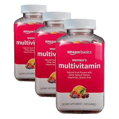 Amazon Basics Women's Multivitamin, Mixed Berry Flavor, Vegetarian & Gluten-Free, 300 Gummies (150 Servings) (Previously Solimo) (Pack of 3)