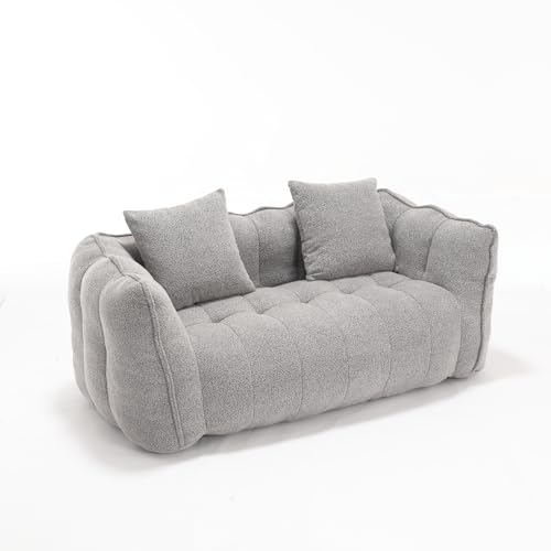 GERRIT Twin Size Bean Bag Chairs - Giant Comfy Loveseat Couch for Adults, with Memory Foam Fill and Armrests, Perfect for Living Room, Bedroom, Apartment (Grey)