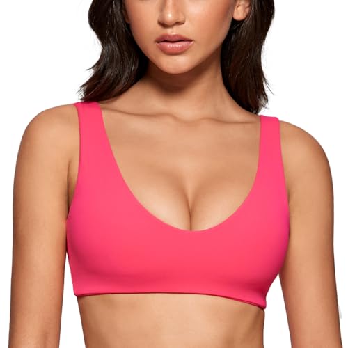 Image of INGIA Womens U-Neck Sports Bra Padded U Back Medium Impact Fitness Yoga Bar Workout Crop Top with Built in Bra