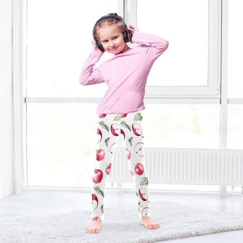 Girls' Leggings Children's Yoga Pants Skinny Printed Dance Apples Fruits Comfortable 4T3