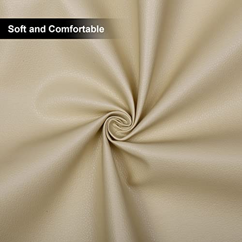 Butarfe Faux Leather Sheet 2 Yards 54\" x 72\" Upholstery Vinyl 1.0mm Thick Pleather Soft PU Leather Beige Upholstery Vegan Leather Fabric Synthetic Material for Sofa Bags Chairs Car Seats DIY Craft