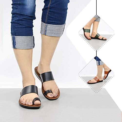 Aerosoft Comfortable Walking Summer Vacation Essentials Flat Sandals For Women (Us 10, Veawil Black) #TOP3