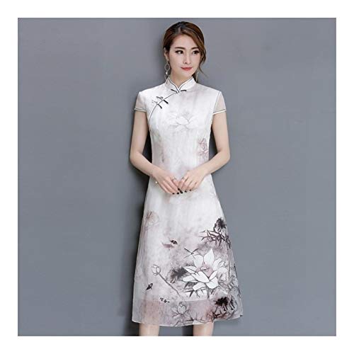 ZZYLHS Vestido Qipao moderno Cheongsam vestido chinês tradicional chinês elegante oriental Qipao rob