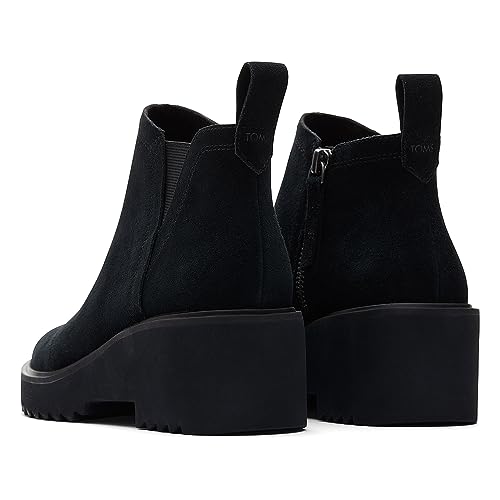 Image of TOMS Women's Maude Wedge Boot, Leather Upper, OrthoLite Insole, Side Zip, Lightweight