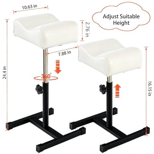 Image of Pedicure Manicure Footrest & Pedicure Stand, Manicure Nail Care Tool, Height Adjustable with Soft Cushion, Non-Slip for Salon, Spa, Home Use, White