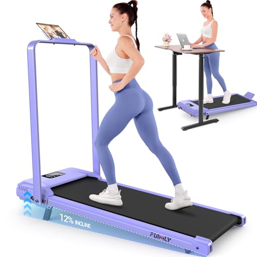 Image of FUNMILY Upgrade Walking Pad Folding Treadmill with 12% /15% Incline & Handle Bar, 3.5HP Foldable Under Desk Compact Treadmills for Home /Office /Gym, 400+lb Capacity, Shock Absorption
