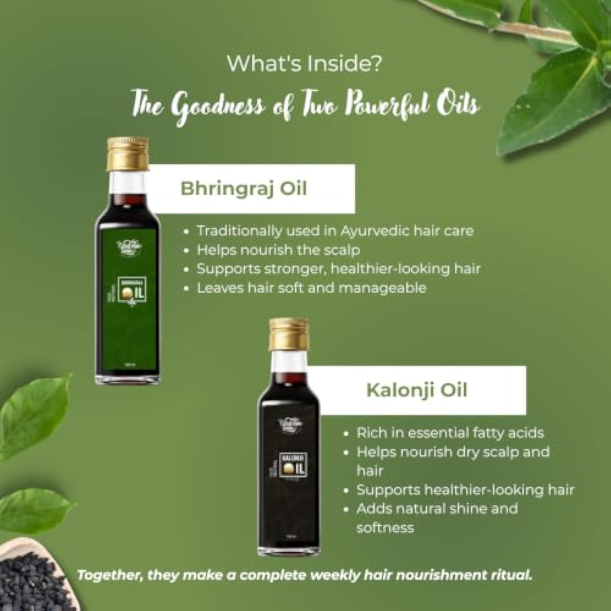 Kalonji & Bhringraj Oil Combo, Cold Pressed Hair Care