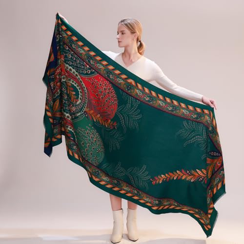 DANA XU Double-Sided Reversible 100% Merino Wool Pashmina Shawl and Wraps for Women Extra Large Soft for Dresses and Travel2