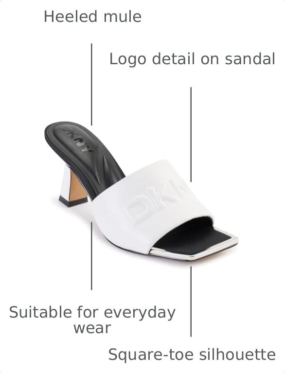 Image of DKNY Women's Keke Square Toe Heeeld Sandal Mule With Logo | Party Sandals