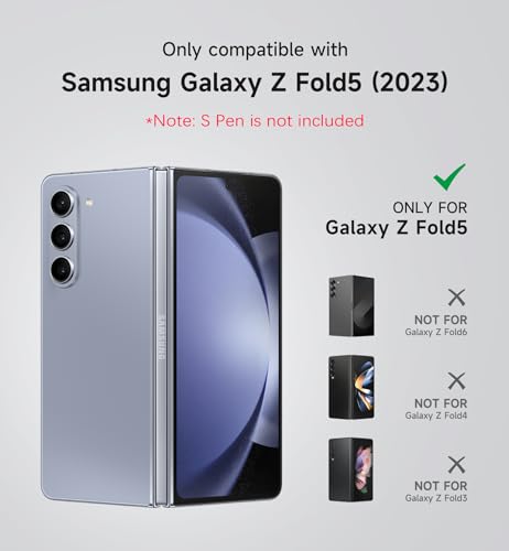 SURITCH for Samsung Galaxy Z Fold 5 Case with Kickstand and S Pen Holder [S Pen NOT Included], Phone Case for Z Fold 5 2023 -Gray Blue