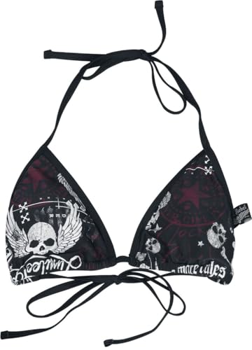 Rock Rebel by EMP Damen schwarzer Triangel-Bikini Mix and Match Oberteil mit herausnehmbaren Pads M
