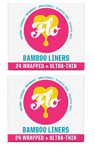 Flo Organic Bamboo Panty Liners, Wrapped Ultra-Thin, 2 Pack (2 x 24)