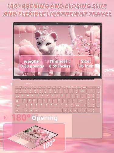 Image of 16 inch Rose Gold Laptop Computer for Students & Business Professionals | 16GB RAM 1TB SSD, 1920x1200 FHD IPS, 6500Y up to 3.4GHz, Backlit Keyboard & Fingerprint, USB-C Fast Charging, Win 11 Pro