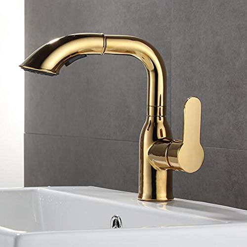 Robinet de lavabo en laiton doré haut de gamme monotrou