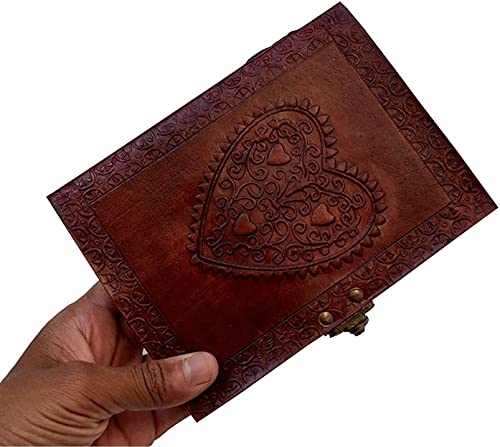 Montexoo Celtic Heart Handmade Vintage Large 8'' Embossed Leather Bound Journal With Lock For Men Women Blank Pages Personal Diary Notebook Journal Gift6 X 8 #TOP4