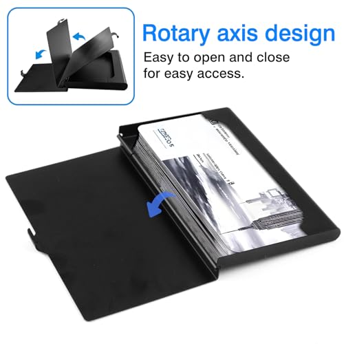 Slim Stainless Steel Business Card Holder for Men & Women – Pocket-Sized Metal Name Card Case with Buckle Closure, Black3