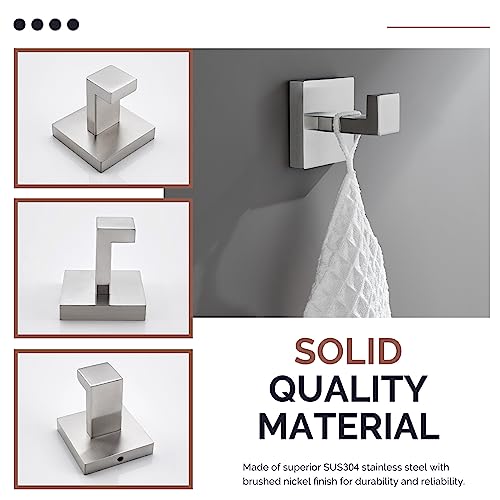 Angle Simple Bathroom Towel Hook Brushed Nickel, Sus304 Stainless Steel Hand Towel Rack, Square Coat Robe Hook, Wall Mount #TOP7