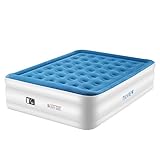 TILVIEW Queen Size Air Mattress, Blow Up Elevated Raised Air Bed Inflatable Airbed with Built-in Electric Pump, Storage Bag and Repair Patches Included, 80 x 60 x 22 Inches, Blue, 2-Year Guarantee