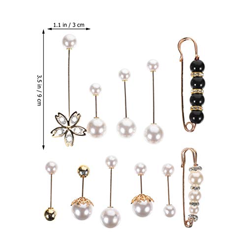 Amosfun Broche de Pérola 12 Peças Femininas Suéter Xale Clipe Cardigã Gola Camisa Vestido de Seguran