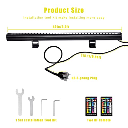 Hihzug 10X60' New Upgraded Wall Washer Led Lights, 144W Rgb + 5000K Daylight Wall Wash Lighting, Color Changing, Dimmable, Ip65 Waterproof, 3.2Ft/40,120V Outdoor/Indoor Stage Light Bar #TOP6