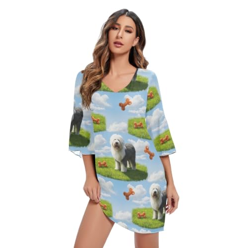 Robe d'été blanche col en V tendance mode fluide et légère
