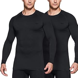 TSLA 1 or 2 Pack Men’s Thermal Long Sleeve Compression Shirts, Athletic Base Layer Top, Winter Gear Running T-Shirt