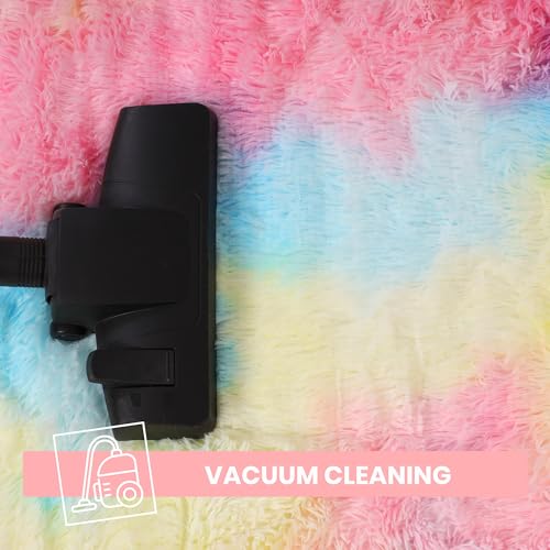 Oxford Homeware Rugs Living Room 60x110 cm – Rainbow Area Rugs for Bedroom Small – Fluffy Shaggy Super Soft Non Slip Rug Washable Modern Floor Carpets Bedside Rug for Kids Room - Image 6