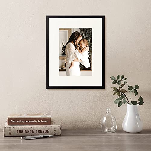 Golden State Art, 8X10 Aluminum Photo Frame For 5X7 Pictures With Ivory Mat Easel Stand For Tabletop Display - Wall Display - Great For Weddings, Graduations, Events, Portraits (Black, 1-Pack) #TOP6